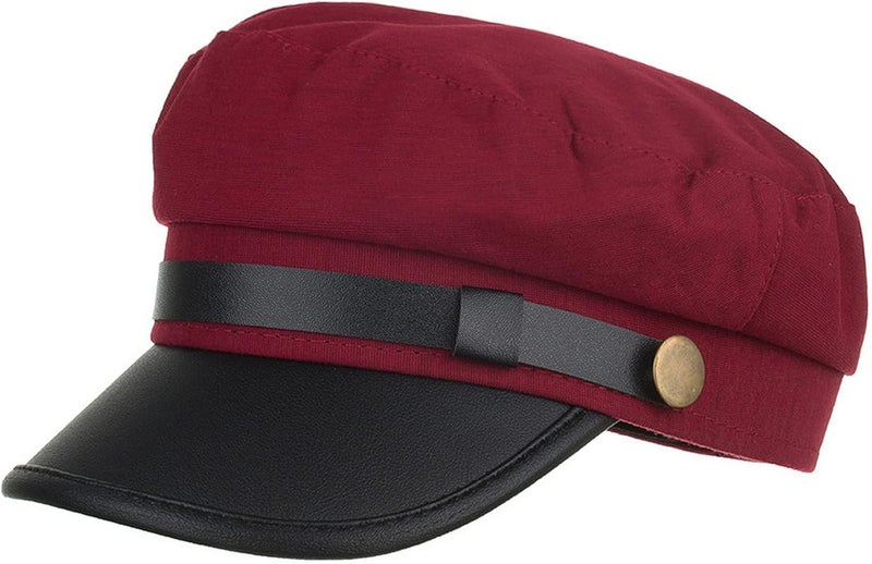 Brcus Mens Womens Newsboy Cap Yacht Captain Sailor Hat Cabbie Baker Boy Peaked Beret - Image 1